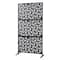 Glitzhome® 6ft. Black Galvanized Steel Irregular Geometric Pattern Privacy Screen Fence Panel & Room Divider